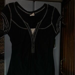 Status Anxiety Black Tee with White Stitching